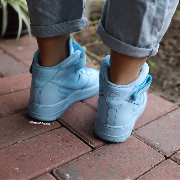 Nike Air Force 1 Mid Custom Light Blue Dip Dyed Sneakers For MEN - Picture 10 of 10